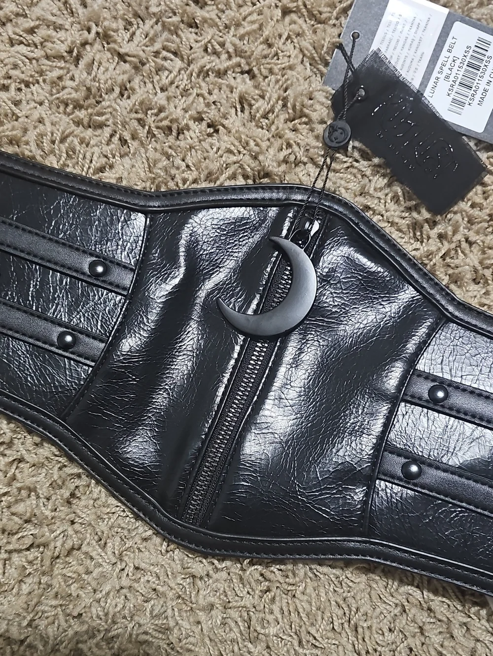 NWT Killstar Lunar Spell Belt Wide Black Faux Leather Waist Corset Crescent Zip